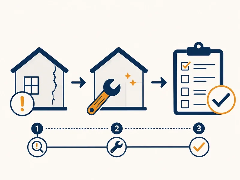Illustration of a clipboard checklist with one item newly checked off beside a wrench
